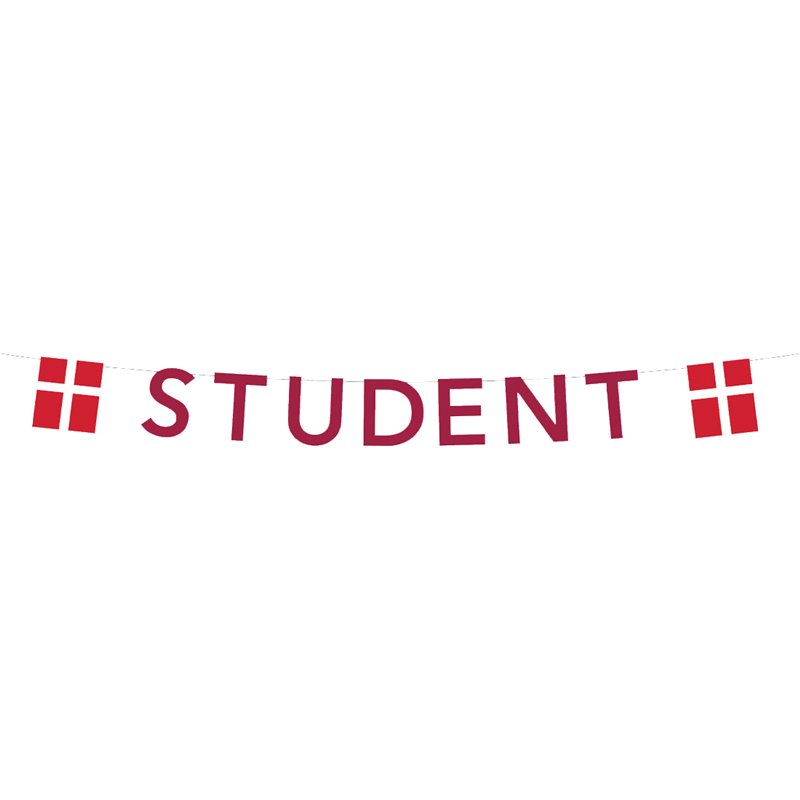 Festlig Student Guirlande med Flag 4 meter - Rød Festlig Student Guirlande med Flag 4 meter - Rød