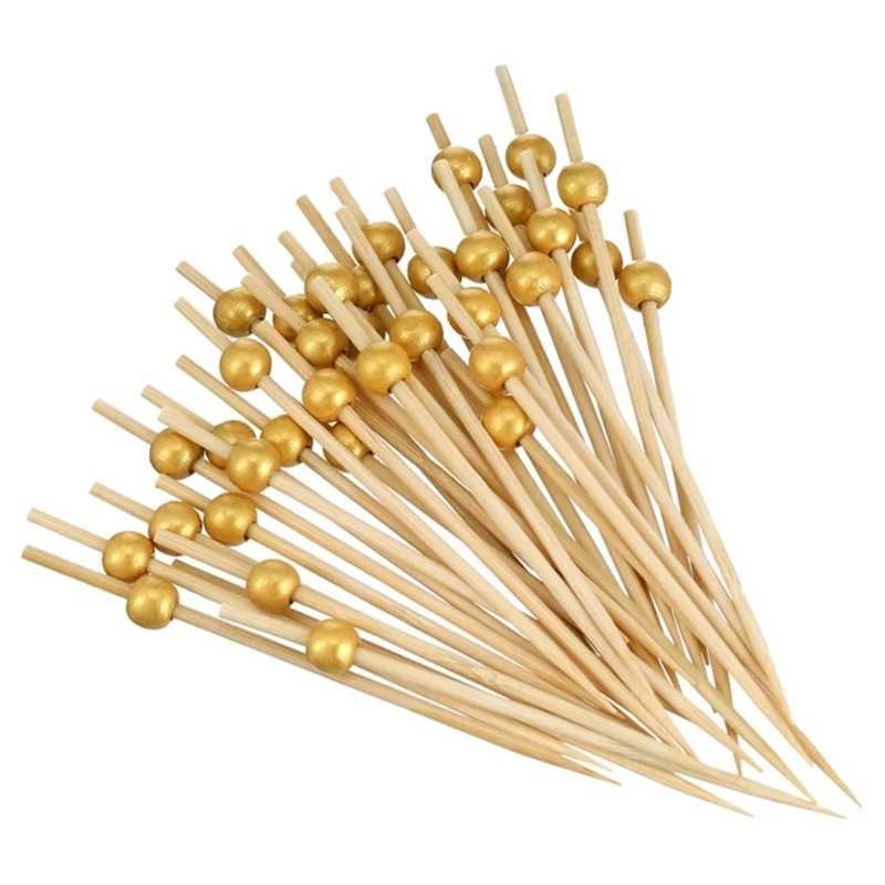 100 stk Cocktailpinde med guld kugle som design 12 cm