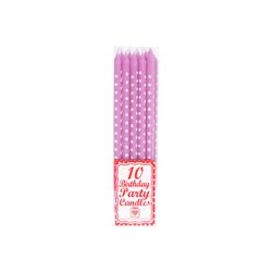 10 Kagelys prikkede stearinlys i Pink