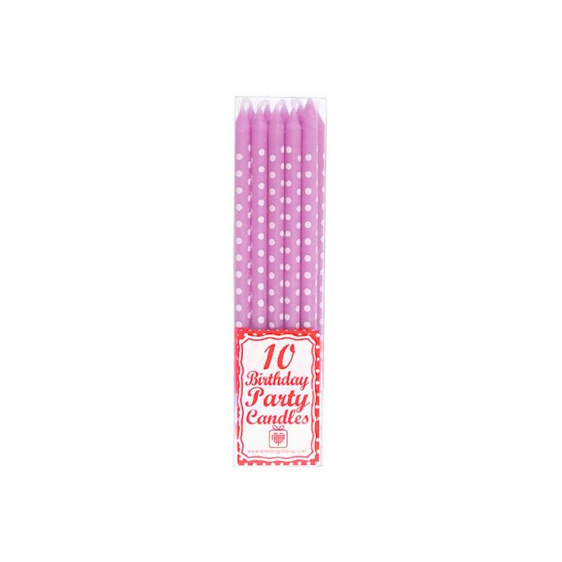 10 Kagelys prikkede stearinlys i Pink