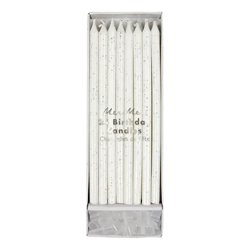 24 stk Kagelys Meri Meri smukke Hvid med glitter