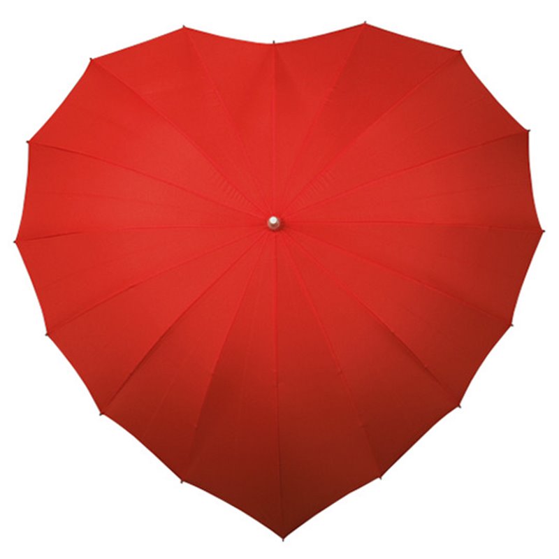 1 stk. Romantisk Hjerteparaply i Strålende Rød, 102cm Diameter, Letvægt Aluminium