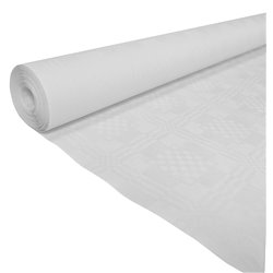 10 m Papirdug Hvid med damaskprægning 120 cm bred 10 m Papirdug Hvid med damaskprægning 120 cm bred