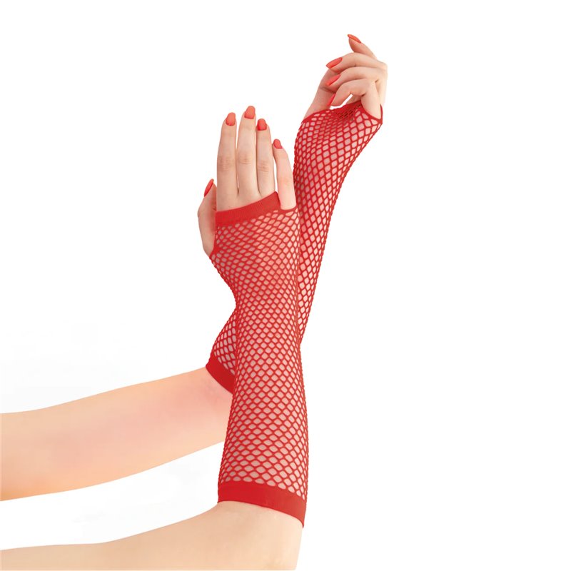 1 sæt Fingerløse rød Nethandsker albue handsker 24 cm 1 sæt Fingerløse rød Nethandsker albue handsker 24 cm