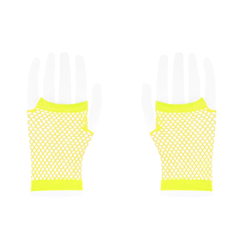 1 sæt Fingerløse Nethandsker Neon gul 11 cm handsker 1 sæt Fingerløse Nethandsker Neon gul 11 cm handsker