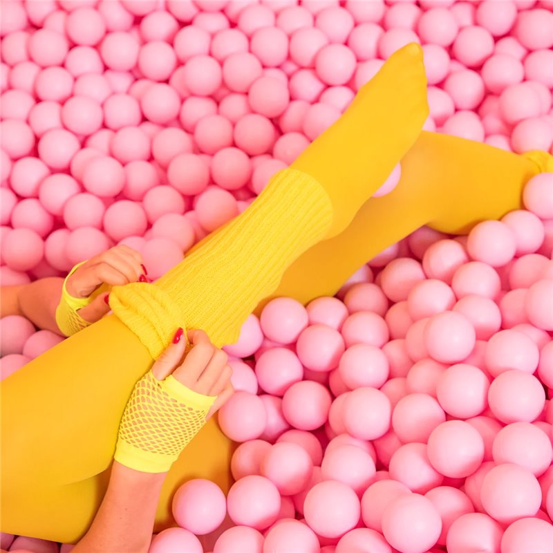 1 sæt Fingerløse Nethandsker Neon gul 11 cm handsker 1 sæt Fingerløse Nethandsker Neon gul 11 cm handsker
