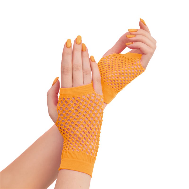 1 sæt Fingerløse Nethandsker Neon orange 11 cm handsker