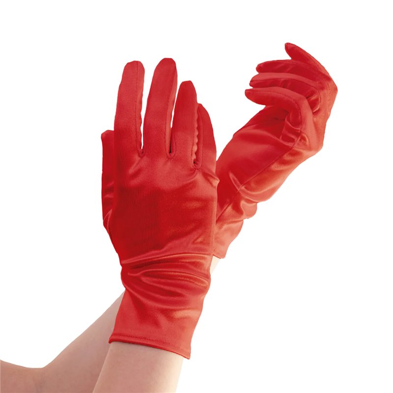 1 sæt Elegante Satin Bryllups og konfirmandinde handsker: - Rød 24 cm