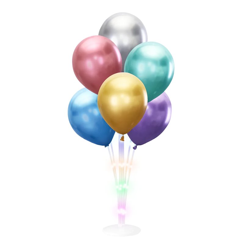 1 stk. Ballonstativ med led lys Ballonholder til 7 Balloner 72 cm