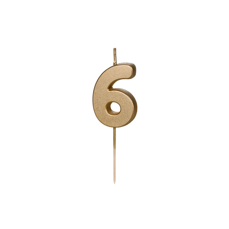 6-tal Fødselsdagslys i Guld, 4,5 cm Høj