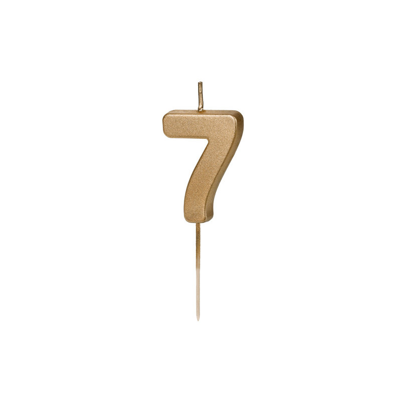 7-tal Fødselsdagslys i Guld, 4,5 cm Høj
