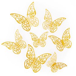 12 stk Guld Sommerfugle 3D wallstickers Skab Den Romantisk og Festlig Stemning 12 stk Guld Sommerfugle 3D wallstickers Skab Den Romantisk og Festlig Stemning