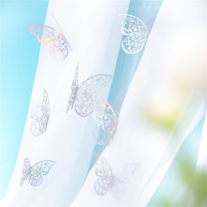12 stk Holografiske sølv Sommerfugle 3D wallstickers Skab Den Romantisk og Festlig Stemning 12 stk Holografiske sølv Sommerfugle 3D wallstickers Skab Den Romantisk og Festlig Stemning