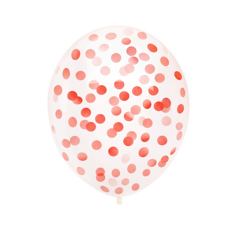 10 stk Konfetti ballon - 12" Gennemsigtige balloner med rød konfetti
