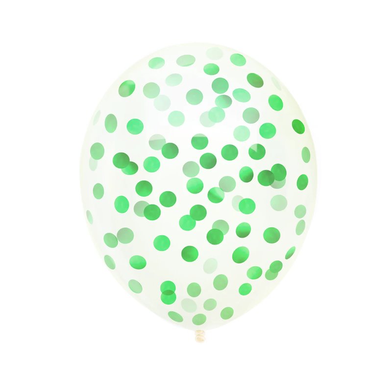 10 stk Konfetti ballon - 12" Gennemsigtige balloner med grøn konfetti