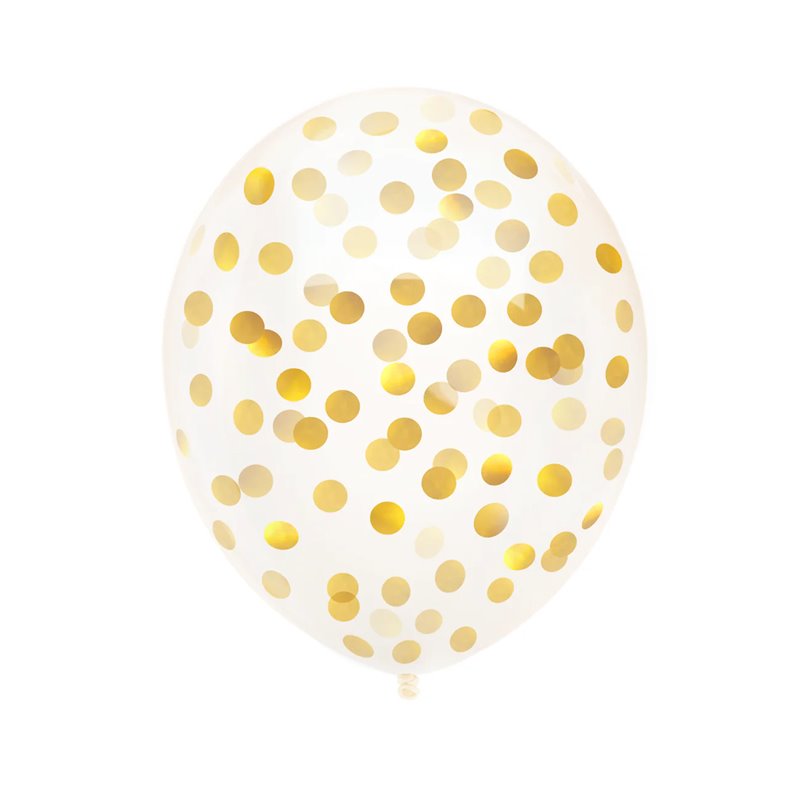 10 stk Konfetti ballon - 12" Gennemsigtige balloner med guld konfetti
