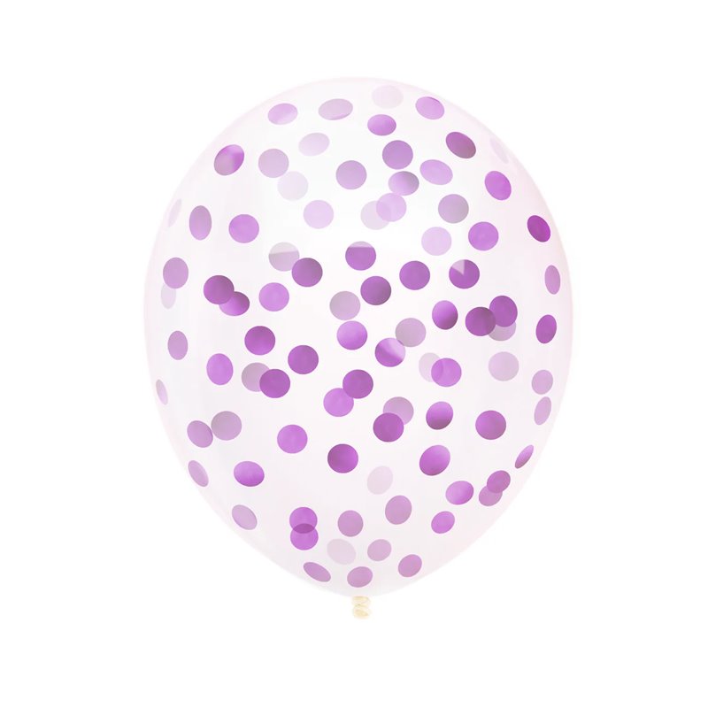 10 stk Konfetti ballon - 12" Gennemsigtige balloner med lilla konfetti