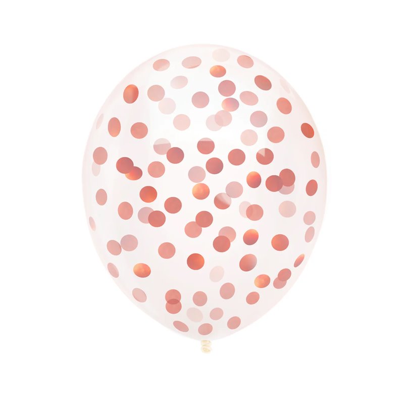 10 stk Konfetti ballon - 12" Gennemsigtige balloner med rose guld konfetti