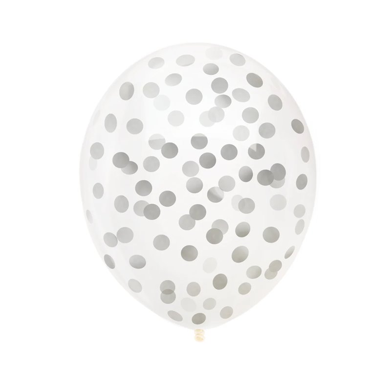 10 stk Konfetti ballon - 12" Gennemsigtige balloner med sølv konfetti