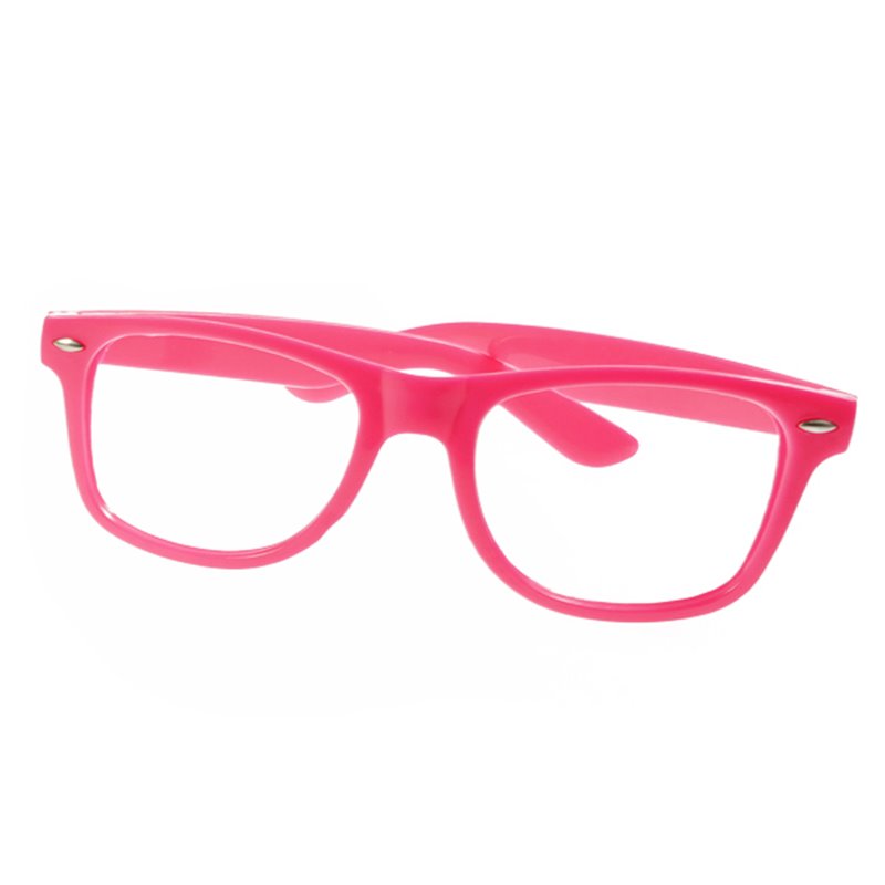 1 stk Neon pink brille uden glas 80ér plastbrille i klassisk facon