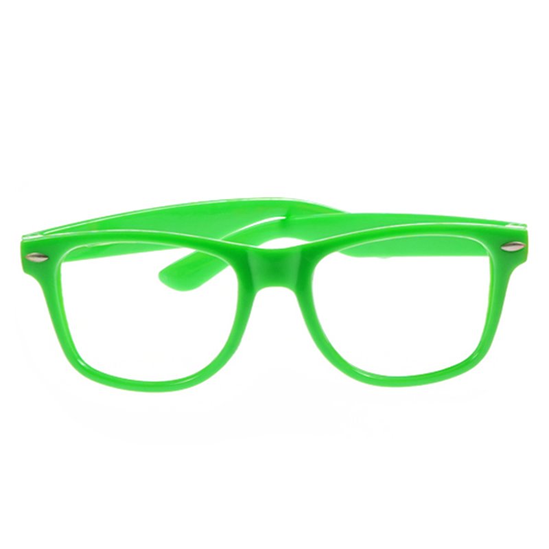 1 stk Neon grøn brille uden glas 80ér plastbrille i klassisk facon