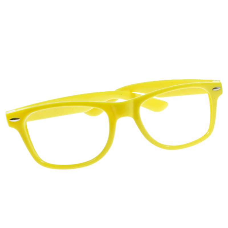 1 stk Neon gul brille uden glas 80ér plastbrille i klassisk facon