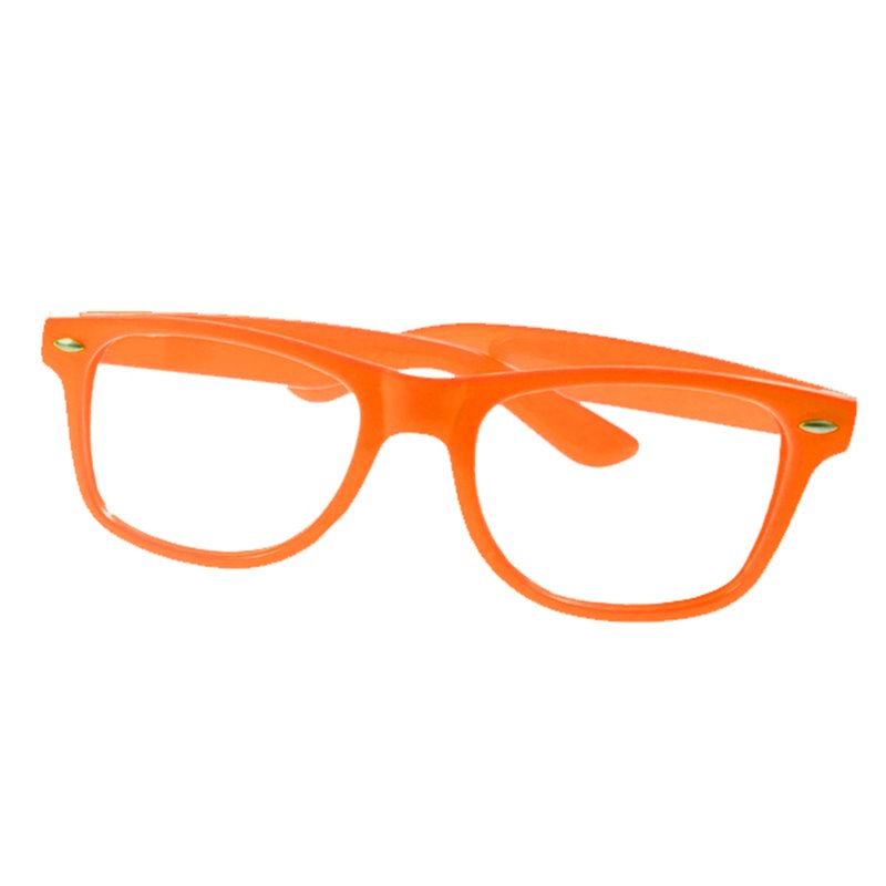 1 stk Neon orange brille uden glas 80ér plastbrille i klassisk facon