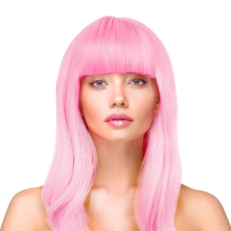 1 stk. Deluxe lang glat Pink paryk - Lys op enhver fest 1 stk. Deluxe lang glat Pink paryk - Lys op enhver fest