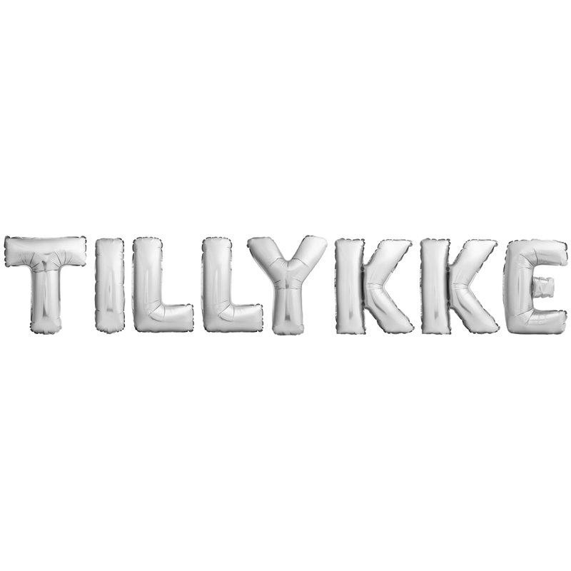 Tillykke - tekst 14" pakket i sæt - sølv