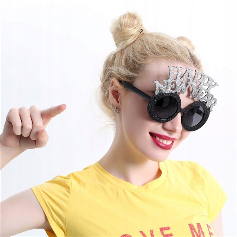 1 stk Happy New Year - Sjove Innovative godt nytårsbriller med glitter