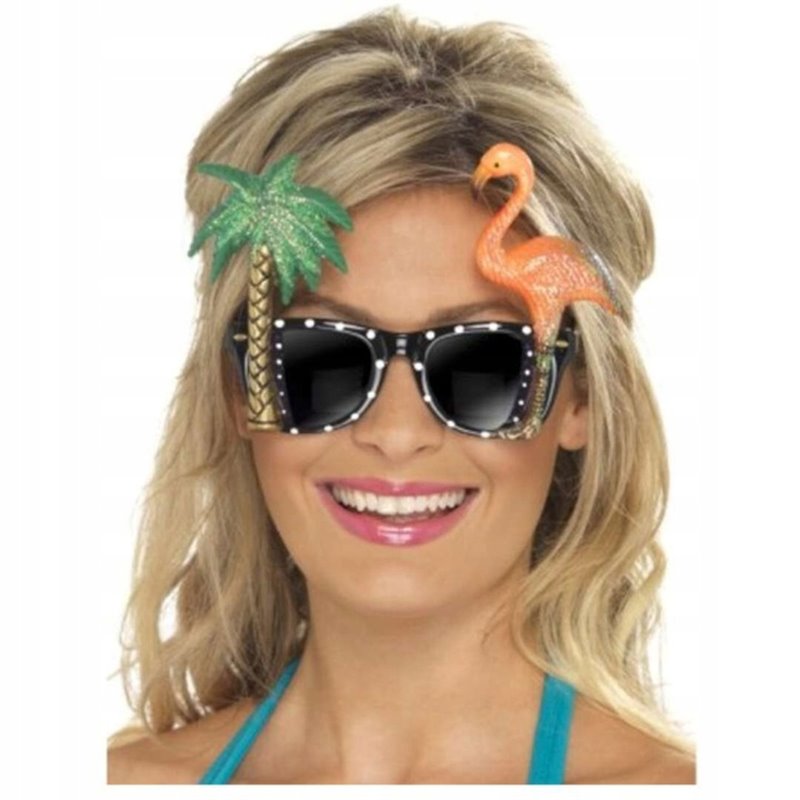 1 stk Hawaii med palme og flamingo - Sjove og festbriller
