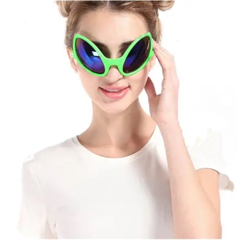 1 stk Grønne Alien festbriller - Sjovt outfit, med et strejf af festlige farver 1 stk Grønne Alien festbriller - Sjovt outfit, med et strejf af festlige farver