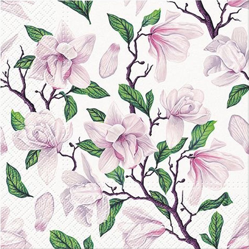 20 stk. Blomstrende Magnolia frokostservietter - Perfekte til Alle Festlige Lejligheder 20 stk. Blomstrende Magnolia frokostservietter - Perfekte til Alle Festlige Lejligheder
