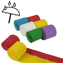 6 stk. Creperuller i assorteret farver pr pakke 5 cm x 10 meter Vandtæt - ideel til majstang dekoration 6 stk. Creperuller i assorteret farver pr pakke 5 cm x 10 meter Vandtæt - ideel til majstang dekoration