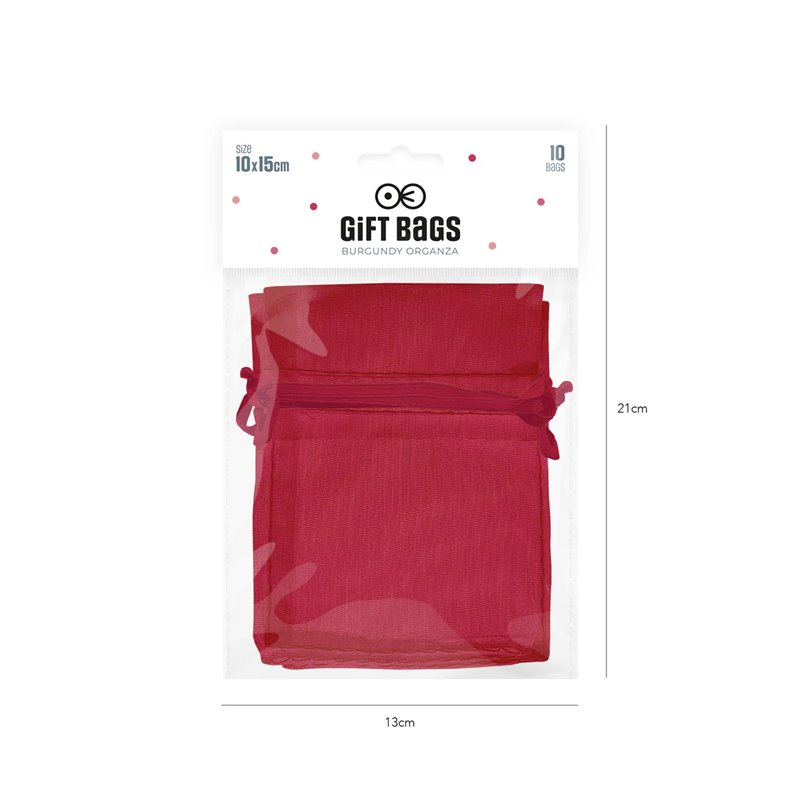 10 stk. XL Luksuriøse Organza- og Chiffonposer i Bordeaux 10x15 cm - Perfekt til Festdekorationer 10 stk. XL Luksuriøse Organza- og Chiffonposer i Bordeaux 10x15 cm - Perfekt til Festdekorationer