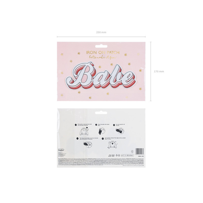 1 stk. Farverig stryge-patch babe i blandede farver, 20x8cm 1 stk. Farverig stryge-patch babe i blandede farver, 20x8cm