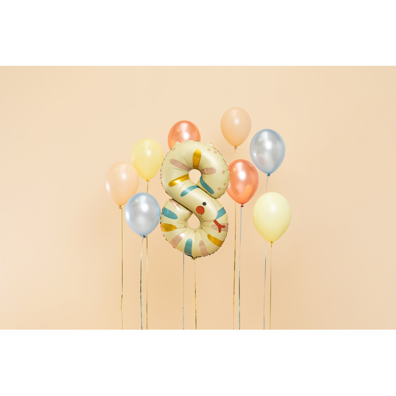 1 stk. Farverig Folieballon med Slange og Nummer 8 - ca 88 cm høj 1 stk. Farverig Folieballon med Slange og Nummer 8 - ca 88 cm høj