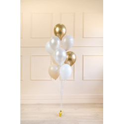 Luksus Latex Ballon Sæt, Mix af Farver (10 stk.) - Pastel Alabaster, Metallisk Hvid, Pastel Hvid & Glossy Guld Luksus Latex Ballon Sæt, Mix af Farver (10 stk.) - Pastel Alabaster, Metallisk Hvid, Pastel Hvid & Glossy Guld
