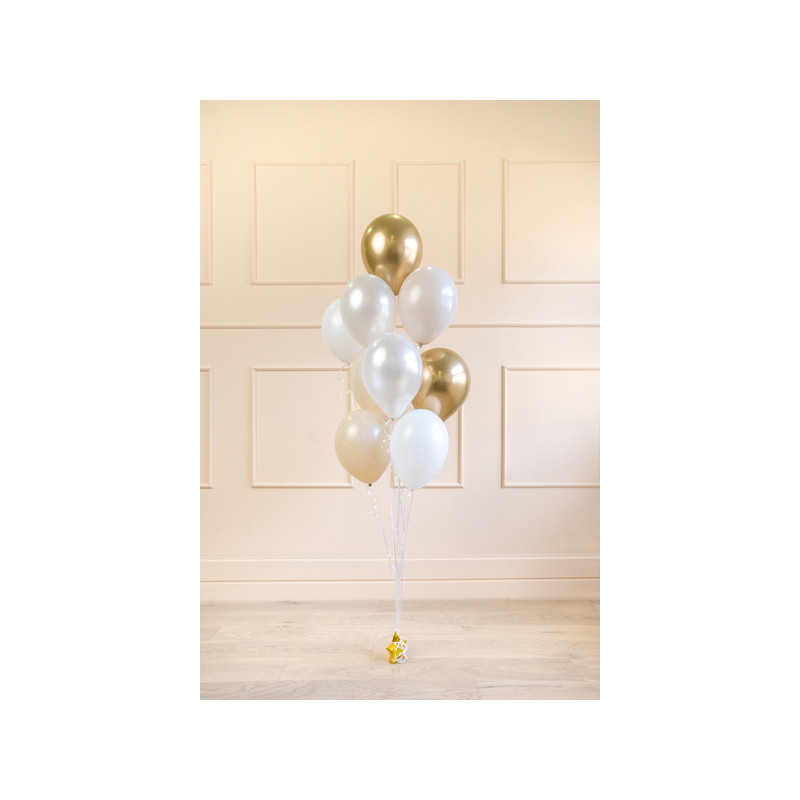 Luksus Latex Ballon Sæt, Mix af Farver (10 stk.) - Pastel Alabaster, Metallisk Hvid, Pastel Hvid & Glossy Guld Luksus Latex Ballon Sæt, Mix af Farver (10 stk.) - Pastel Alabaster, Metallisk Hvid, Pastel Hvid & Glossy Guld