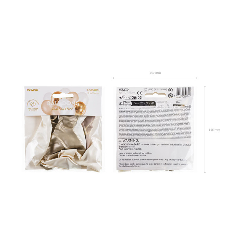 Luksus Latex Ballon Sæt, Mix af Farver (10 stk.) - Pastel Alabaster, Metallisk Hvid, Pastel Hvid & Glossy Guld Luksus Latex Ballon Sæt, Mix af Farver (10 stk.) - Pastel Alabaster, Metallisk Hvid, Pastel Hvid & Glossy Guld