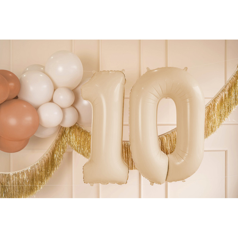 1 stk. folieballon tal "1", beige, 72 cm, inkl. sugerør til luft og helium 1 stk. folieballon tal "1", beige, 72 cm, inkl. sugerør til luft og helium