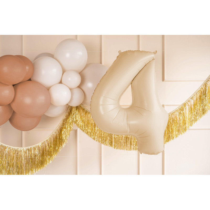 1 stk. Folieballon tal "4", beige, 72 cm, inklusiv sugerør til oppustning 1 stk. Folieballon tal "4", beige, 72 cm, inklusiv sugerør til oppustning