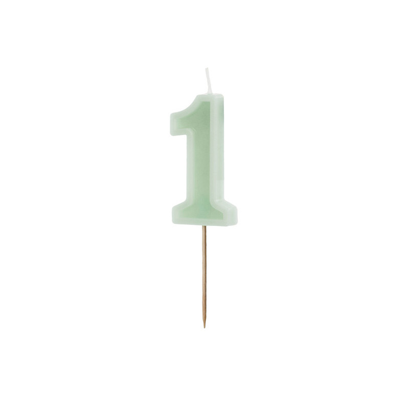 Birthday candle Number 1, green, 6 cm Birthday candle Number 1, green, 6 cm