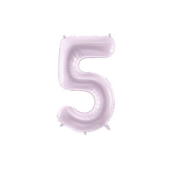 1 stk. Folieballon Pastel Lavendel Tal 5 – 72 cm til Luft & Helium inkl. Sugerør