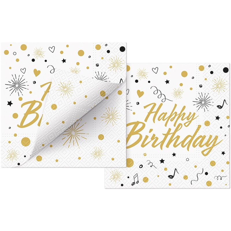 20 stk. Happy Birthday frokostservietter - En Smuk flot serviet til fødesledagsfest 20 stk. Happy Birthday frokostservietter - En Smuk flot serviet til fødesledagsfest
