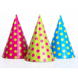 6 stk. Partyhatte med prikker