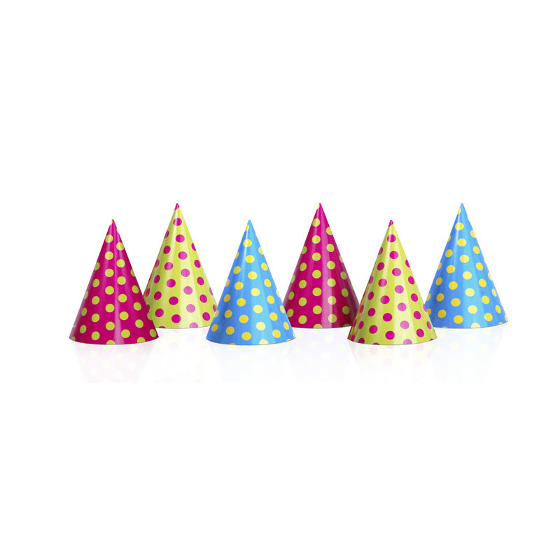 6 stk. Partyhatte med prikker
