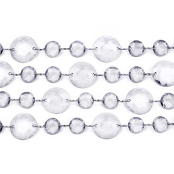 1 stk. Farveløs krystalkrans med kugler på 1m - 18mm og 30mm diameter