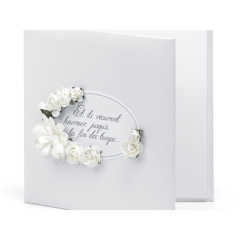 1 stk. Perlehvidt CD-etui med hvide blomster, 14x13.8cm - Eventyrlig Have Samling