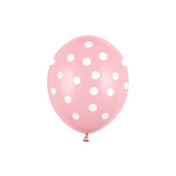 6 stk. Latexballoner lyserød hvide prikker – Perfekt til festdekorationer 30 cm